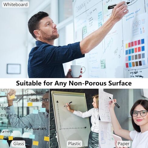 SFAIH Dry Erase Markers Fine Tip - 6 Pack Whiteboard Markers Dry Erase For Kids Adult Low Odor, Black Dry Erase Markers Fine Point For Home Classroom in Kuwait