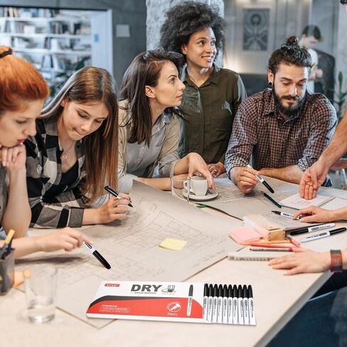 SFAIH Dry Erase Markers Fine Tip - 6 Pack Whiteboard Markers Dry Erase For Kids Adult Low Odor, Black Dry Erase Markers Fine Point For Home Classroom in Kuwait