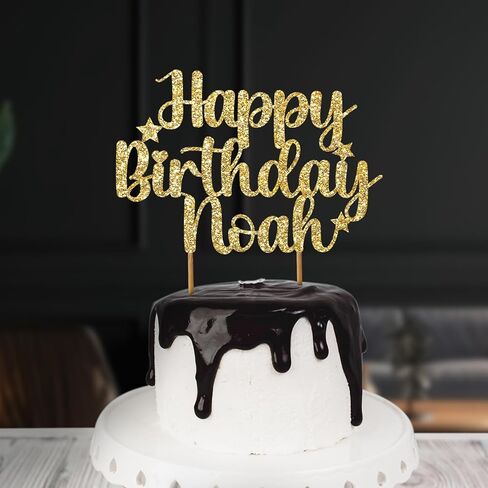 تزيين كعكة عيد ميلاد سعيد شخصية | كعكة مخصصة توبر | مخصص كب كيك توبر ، أي اسم أي اسم زخرفة زخرفة بريق بطاقة | ذهبية وجميع الألوان in Kuwait