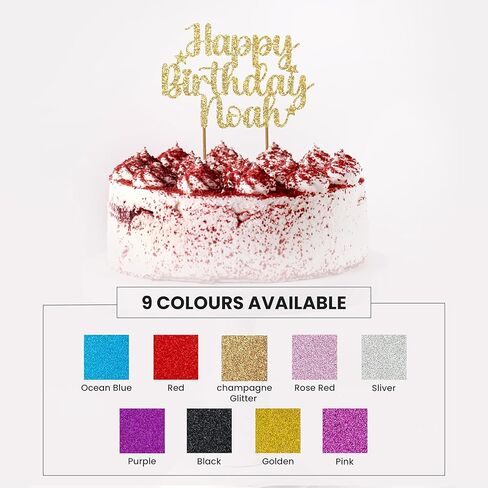 تزيين كعكة عيد ميلاد سعيد شخصية | كعكة مخصصة توبر | مخصص كب كيك توبر ، أي اسم أي اسم زخرفة زخرفة بريق بطاقة | ذهبية وجميع الألوان in Kuwait