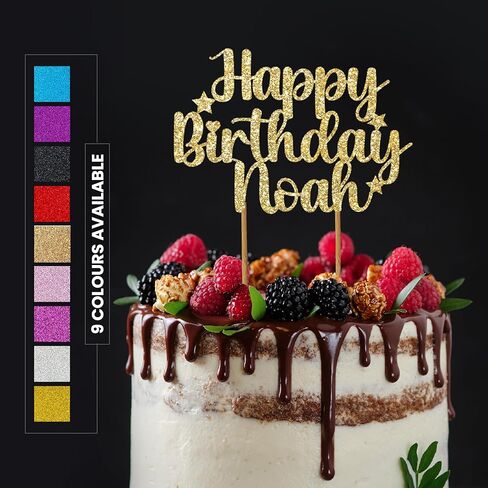 تزيين كعكة عيد ميلاد سعيد شخصية | كعكة مخصصة توبر | مخصص كب كيك توبر ، أي اسم أي اسم زخرفة زخرفة بريق بطاقة | ذهبية وجميع الألوان in Kuwait