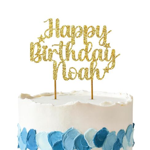 تزيين كعكة عيد ميلاد سعيد شخصية | كعكة مخصصة توبر | مخصص كب كيك توبر ، أي اسم أي اسم زخرفة زخرفة بريق بطاقة | ذهبية وجميع الألوان in Kuwait