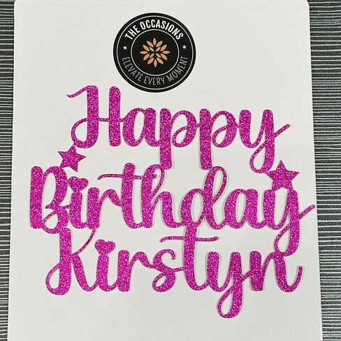 تزيين كعكة عيد ميلاد سعيد شخصية | كعكة مخصصة توبر | مخصص كب كيك توبر ، أي اسم أي اسم زخرفة زخرفة بريق بطاقة | ذهبية وجميع الألوان in Kuwait