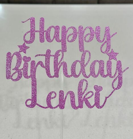 تزيين كعكة عيد ميلاد سعيد شخصية | كعكة مخصصة توبر | مخصص كب كيك توبر ، أي اسم أي اسم زخرفة زخرفة بريق بطاقة | ذهبية وجميع الألوان in Kuwait