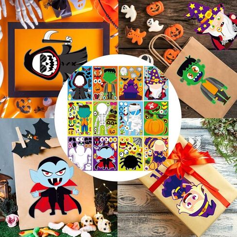 Make a Monster Face Stickers 48PCS Halloween Monster Stickers for Kids Make Your Own Little Monster Stickers Sheets Monster Theme Crafts Party Game Birthday School Classroom Reward Gift in Kuwait