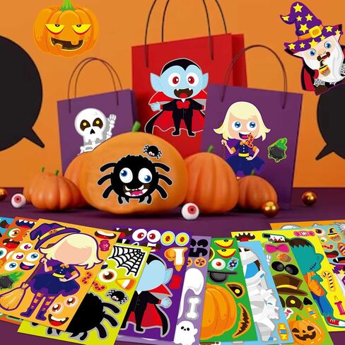 Make a Monster Face Stickers 48PCS Halloween Monster Stickers for Kids Make Your Own Little Monster Stickers Sheets Monster Theme Crafts Party Game Birthday School Classroom Reward Gift in Kuwait