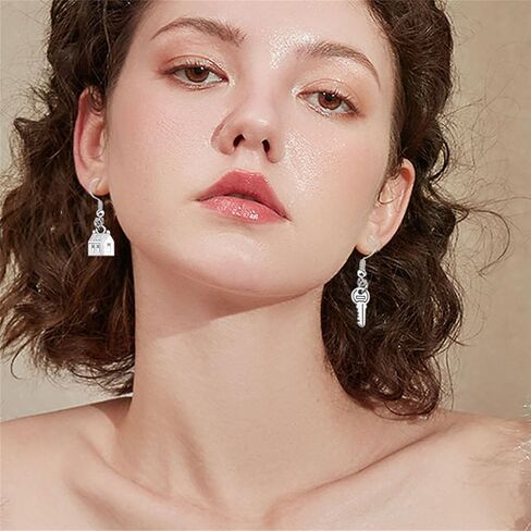 MALOYANVE Realtor House Key Asymmetrical Dangle Drop Earrings Unique Silver Plated Real Estate Agents Jewelry Gift For Home Seller Realtor in Saudi Arabia