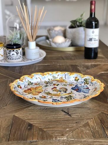 Ceramiche d'Arte Parrini - الفخار الخزفي الإيطالي يقدم صينية صينية لتعليق Rooster Montelupo المصنوع في إيطاليا فلورنسا in Saudi Arabia
