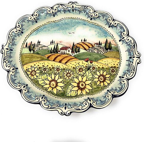 Ceramiche d'Arte Parrini - سيراميك إيطالي يقدم صينية الفخار المرسومة عباد الشمس المصنوعة في إيطاليا توسكان in Saudi Arabia