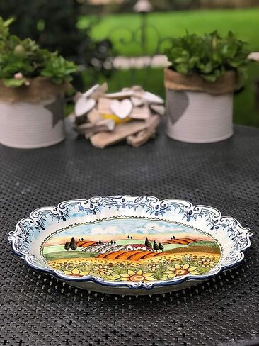 Ceramiche d'Arte Parrini - سيراميك إيطالي يقدم صينية الفخار المرسومة عباد الشمس المصنوعة في إيطاليا توسكان in Saudi Arabia