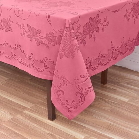 Red Tablecloth Jacquard Roses Fabric Romantic Tablecloth, European Textile, Home Decor for Holidays, Dining Interior, Housewarming Gift, Christmas in Saudi Arabia