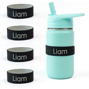 Mabel’s Labels Personalized Two-Tone Engraved Silicone Name Bands – Reusable Dishwasher-Safe Name Bands for Water Bottles, Sippy Cups & Drinkware (Pink & Light Pink, 5 Pack) in Saudi Arabia