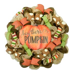 Thanksgiving Door Wreath, Pumpkin Wreath for Front Door, Halloween Fall Autumn Orange Mesh Front Door Decor - Black White in Saudi Arabia