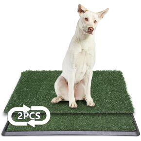 LITA Dog Grass Pad with Tray - Dog Litter Box with 2 Artificial Grass Pads - Potty Tray for Balcony Apartment Indoor Outdoor Use - 20x30 INCH in Kuwait
