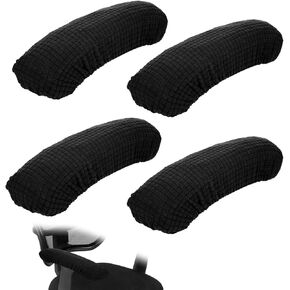 4 Pcs Office Chair Arm Covers, Chair Arm Covers Desk Chairs Arms Cover Elastic Chairs Armrest Cover Armrest Protector Washable Rest Slipcovers Stretch Arms Rest Slipcovers for Hand(Black) in Kuwait
