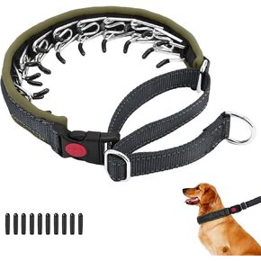 Martingale No Pull Dog Collar for Large Medium Small Dogs, Heavy Duty Nylon Reflective Adjustable Anti Pull Slip Collar with Buckle for Training Walking L Black Hot Pink in Kuwait