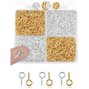 310pcs الذهب دبابيس العين الصغيرة المسمار لصناعة المجوهرات و DIY الحرف ، ومسامير العيينة المصغرة للمشاريع الفنية وسحر الخرزة ، وسنانير العين الصغيرة ، والسنانير العيينة الصغيرة لزجاجات الفلين العلوية (5 مم) in Saudi Arabia