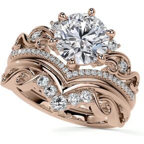 1CT-3CT Round Cut Moissanite Bridal Ring Set for Women Solitaire Bridal Handmade Ring, Promise Gifts for Her (1.5 CT, Rose) in Saudi Arabia
