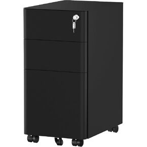 YITAHOME 3 Drawer File Cabinet, Mobile Filing Cabinet for Home Office, Metal Slim File Cabinet Drawers with Keys, Pre-Built Office Storage Cabinet for A4/Letter/Legal (White) in Saudi Arabia