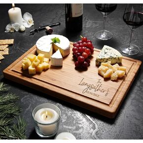 Personalized Charcuterie Board, Custom Bamboo Cutting board, Engraved Wedding Gift - Cool Present for Bridal Shower, Wedding, Housewarming, Anniversary, Birthday, Couples & Christmas, Wood in Saudi Arabia