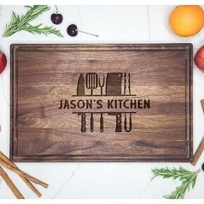 Personalized Cutting Board for Grilling, BBQ, Cooking & Smoking | Perfect Custom Gift for Dad, Chefs, Husband, Grandpa | Maple, Cherry, Walnut Wood | Fathers Day Gift from Kids in Saudi Arabia