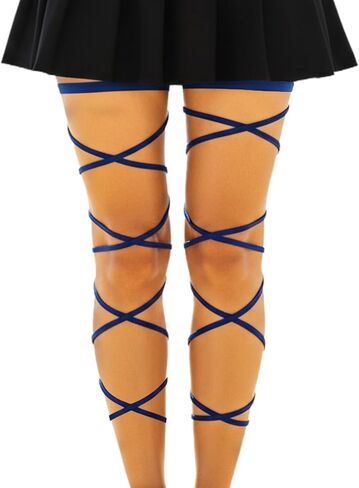 deladola Sexy Leg Wraps Elastic Raves Party Garter Cross Bandage Dancing Music Festivals Costume for Women and Girls in Kuwait