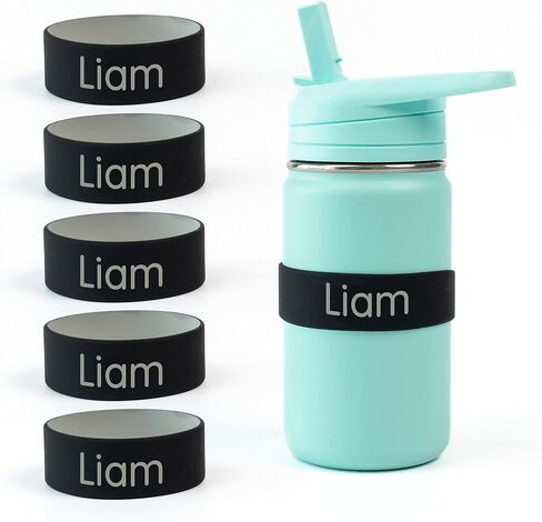 Mabel’s Labels Personalized Two-Tone Engraved Silicone Name Bands – Reusable Dishwasher-Safe Name Bands for Water Bottles, Sippy Cups & Drinkware (Pink & Light Pink, 5 Pack) in Kuwait