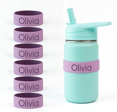Mabel’s Labels Personalized Two-Tone Engraved Silicone Name Bands – Reusable Dishwasher-Safe Name Bands for Water Bottles, Sippy Cups & Drinkware (Pink & Light Pink, 5 Pack) in Kuwait