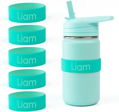 Mabel’s Labels Personalized Two-Tone Engraved Silicone Name Bands – Reusable Dishwasher-Safe Name Bands for Water Bottles, Sippy Cups & Drinkware (Pink & Light Pink, 5 Pack) in Kuwait