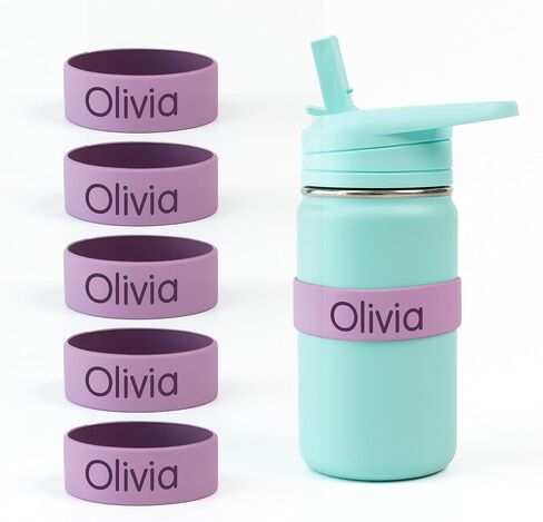 Mabel’s Labels Personalized Two-Tone Engraved Silicone Name Bands – Reusable Dishwasher-Safe Name Bands for Water Bottles, Sippy Cups & Drinkware (Pink & Light Pink, 5 Pack) in Kuwait