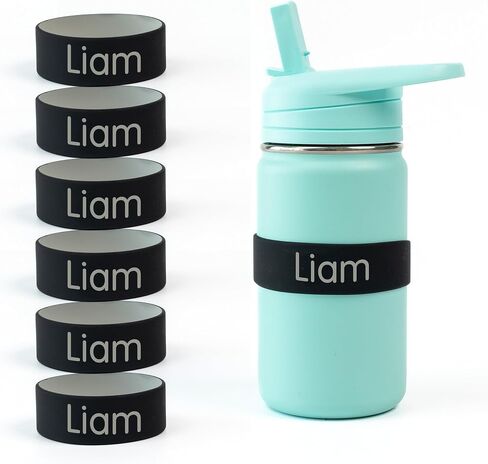 Mabel’s Labels Personalized Two-Tone Engraved Silicone Name Bands – Reusable Dishwasher-Safe Name Bands for Water Bottles, Sippy Cups & Drinkware (Pink & Light Pink, 5 Pack) in Kuwait