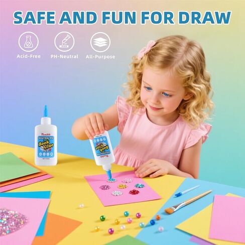 PVA Glue for Lawrs-DRIES واضحة ، لاصق محايد للأس الهيدروجيني للورق ، النسيج ، مشاريع DIY و SCRAPBOOKING-خالية من الأحماض ، مرنة ، رابطة قوية-3.38 FL OZ (100 مل) in Kuwait