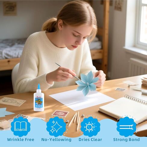 PVA Glue for Lawrs-DRIES واضحة ، لاصق محايد للأس الهيدروجيني للورق ، النسيج ، مشاريع DIY و SCRAPBOOKING-خالية من الأحماض ، مرنة ، رابطة قوية-3.38 FL OZ (100 مل) in Kuwait