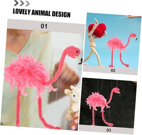 2pcs Plush Flamingo Marionette Puppet Interactive String Pubets Animal Lightweight Wear Plush Plush Vibrent in Kuwait