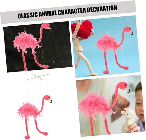 2pcs Plush Flamingo Marionette Puppet Interactive String Pubets Animal Lightweight Wear Plush Plush Vibrent in Kuwait