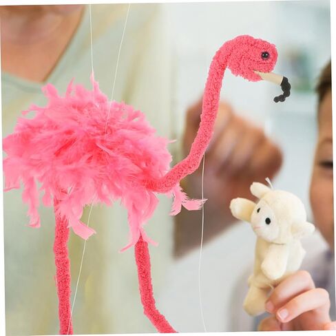 2pcs Plush Flamingo Marionette Puppet Interactive String Pubets Animal Lightweight Wear Plush Plush Vibrent in Kuwait