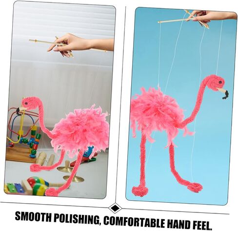 2pcs Plush Flamingo Marionette Puppet Interactive String Pubets Animal Lightweight Wear Plush Plush Vibrent in Kuwait