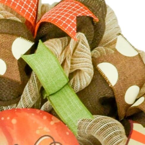 Thanksgiving Door Wreath, Pumpkin Wreath for Front Door, Halloween Fall Autumn Orange Mesh Front Door Decor - Black White in Saudi Arabia