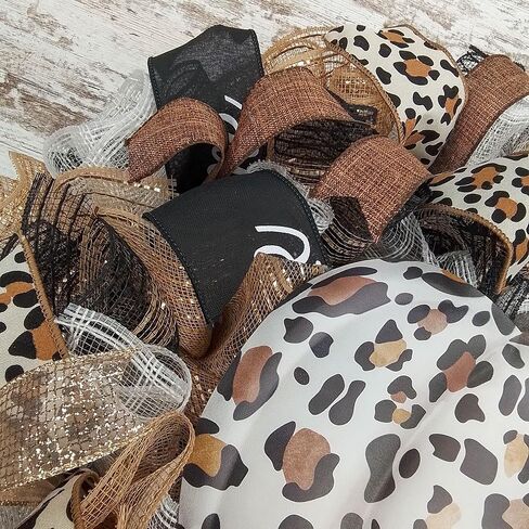 Pumpkin Door Wreaths - Animal Print Leopard Thanksgiving Fall Autumn Turquoise Mesh Front Door Decor - Halloween Blue Brown in Saudi Arabia