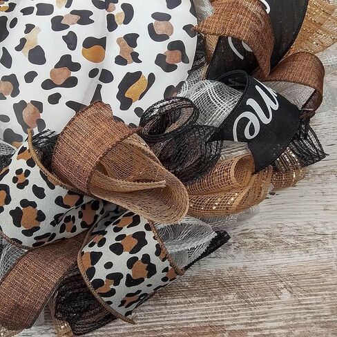Pumpkin Door Wreaths - Animal Print Leopard Thanksgiving Fall Autumn Turquoise Mesh Front Door Decor - Halloween Blue Brown in Saudi Arabia