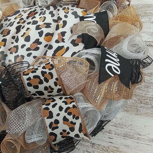 Pumpkin Door Wreaths - Animal Print Leopard Thanksgiving Fall Autumn Turquoise Mesh Front Door Decor - Halloween Blue Brown in Saudi Arabia