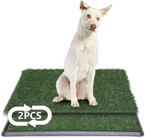 LITA Dog Grass Pad with Tray - Dog Litter Box with 2 Artificial Grass Pads - Potty Tray for Balcony Apartment Indoor Outdoor Use - 20x30 INCH in Kuwait