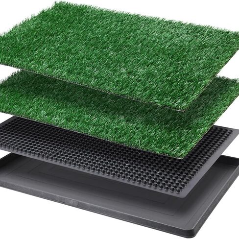 LITA Dog Grass Pad with Tray - Dog Litter Box with 2 Artificial Grass Pads - Potty Tray for Balcony Apartment Indoor Outdoor Use - 20x30 INCH in Kuwait
