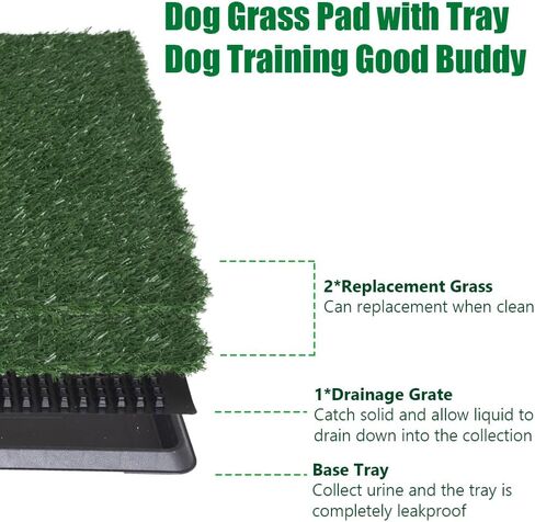 LITA Dog Grass Pad with Tray - Dog Litter Box with 2 Artificial Grass Pads - Potty Tray for Balcony Apartment Indoor Outdoor Use - 20x30 INCH in Kuwait