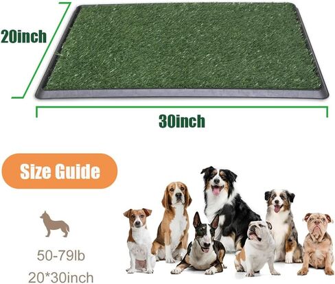 LITA Dog Grass Pad with Tray - Dog Litter Box with 2 Artificial Grass Pads - Potty Tray for Balcony Apartment Indoor Outdoor Use - 20x30 INCH in Kuwait