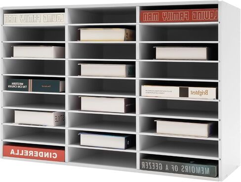 27 Compartments Literature Organizer, Desktop File Sorter Mail Center Paper Storage Cabinet Classroom Mailbox for Files Documents Papers Magazines(White) (White 27Slots) in Saudi Arabia