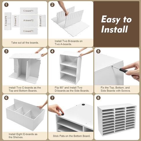27 Compartments Literature Organizer, Desktop File Sorter Mail Center Paper Storage Cabinet Classroom Mailbox for Files Documents Papers Magazines(White) (White 27Slots) in Saudi Arabia