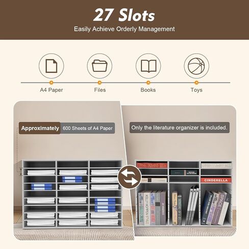 27 Compartments Literature Organizer, Desktop File Sorter Mail Center Paper Storage Cabinet Classroom Mailbox for Files Documents Papers Magazines(White) (White 27Slots) in Saudi Arabia