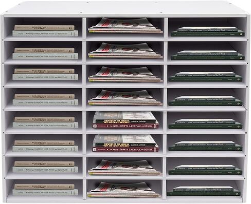 27 Compartments Literature Organizer, Desktop File Sorter Mail Center Paper Storage Cabinet Classroom Mailbox for Files Documents Papers Magazines(White) (White 27Slots) in Saudi Arabia