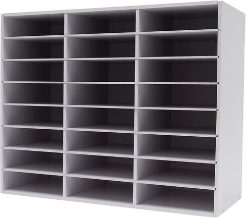 27 Compartments Literature Organizer, Desktop File Sorter Mail Center Paper Storage Cabinet Classroom Mailbox for Files Documents Papers Magazines(White) (White 27Slots) in Saudi Arabia